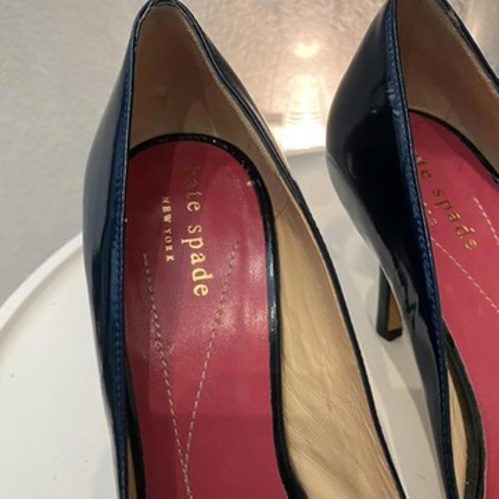 Kate Spade Emerald Patent Leather Heel Peep Toe Cross 6 Women Green Excellent - Picture 4 of 7
